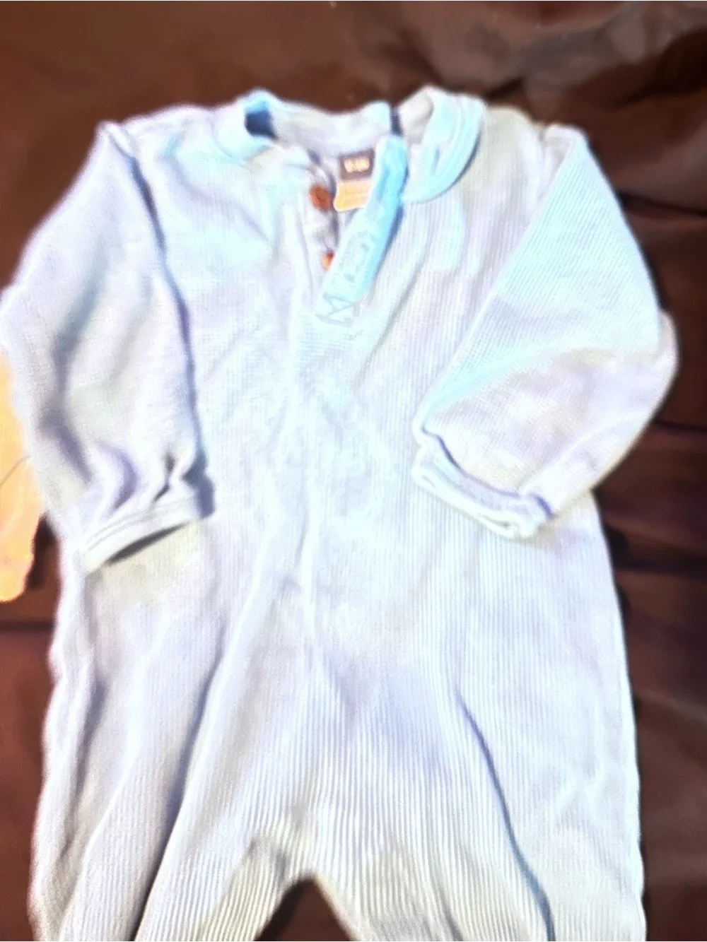 Old Navy Waffle-Knit Baby Henley Romper — Rust/Cream/Blue Bundle 6-12 months